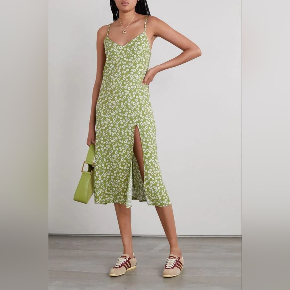 Reformation Crimini Floral-print Crepe Midi Dress
